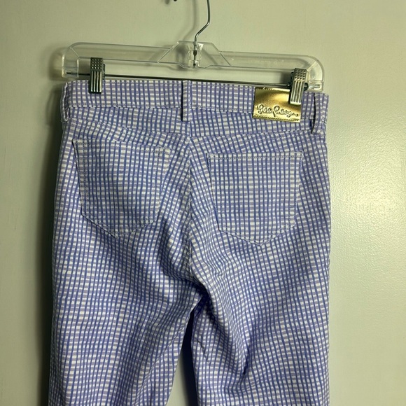 LILLY PULITZER South Ocean High Rise Gingham Verbena Light Lilac Skinny Pants 2 - Picture 12 of 16
